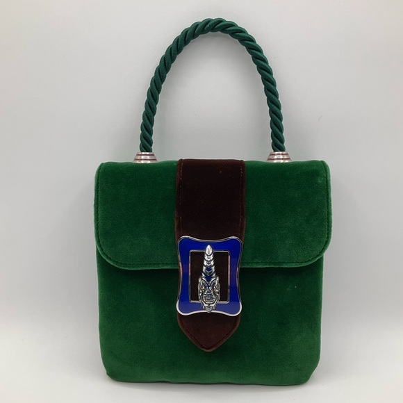 Gucci Green Velvet Rope Handle Mini Handbag Purse - Picture 1 of 16